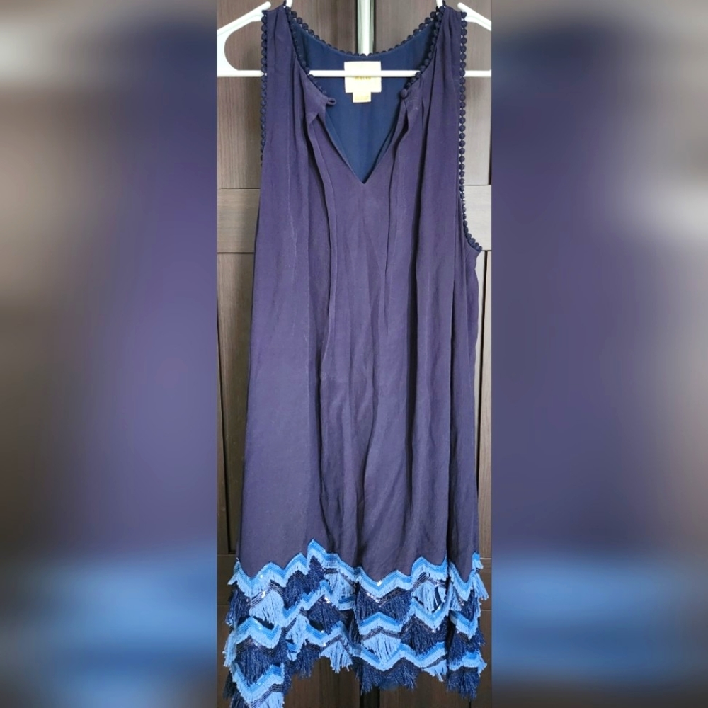 Anthropologie Maeve Fringe Sheath Dress Size 6